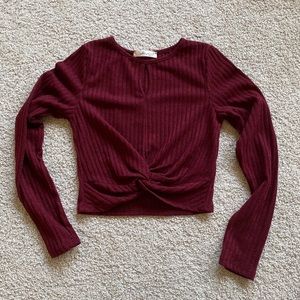 Sage USA Maroon Knit Long Sleeve Crop Top NWOT